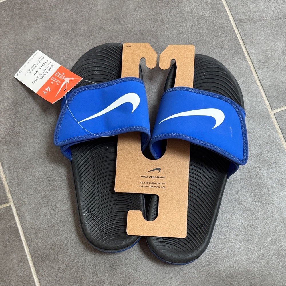 Nike Black and Blue Slide Sandals. Come in original box